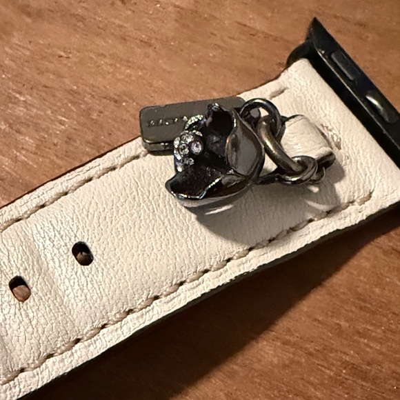 Coach Leather Apple Watch Band with gunmetal flower charm - Picture 3 of 4